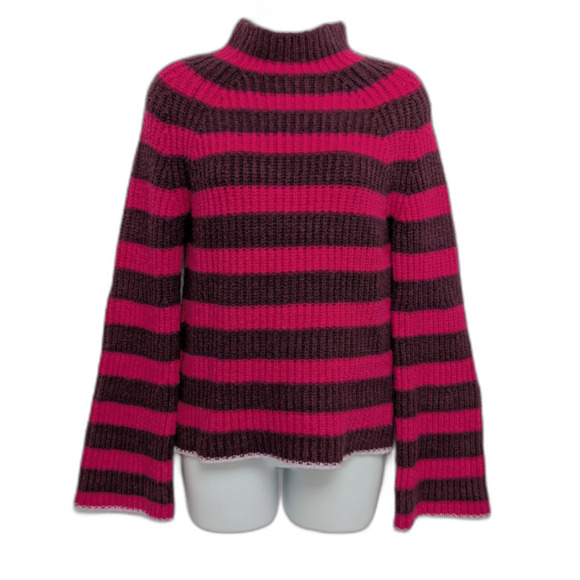 Maeve by Anthropologie Mock Neck Striped Wool/Yak Blend Bell Sleeve Sweater XS - Picture 1 of 6